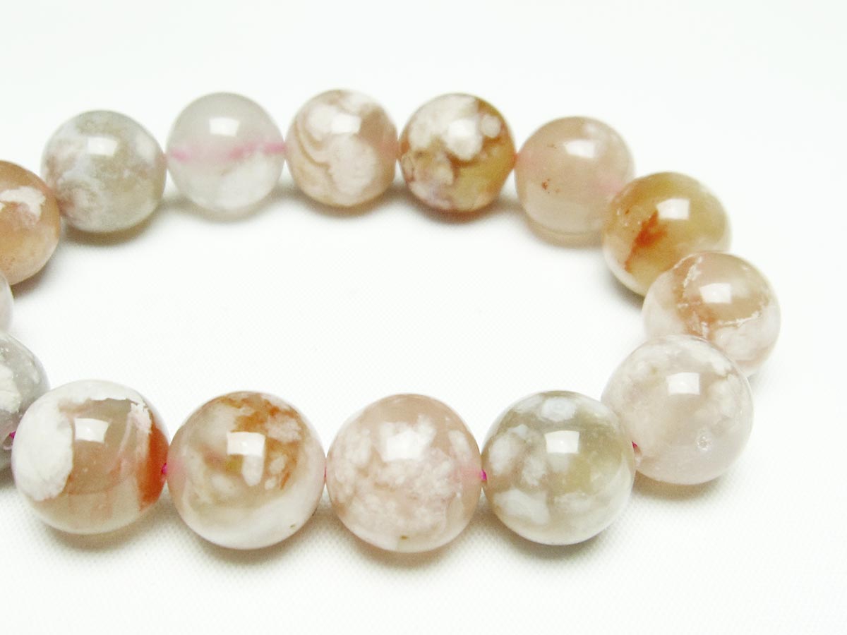 チェリーブロッサムアゲート ブレスレット 桜瑪瑙 14mm メール便可 [M便 1/10] 111-24582