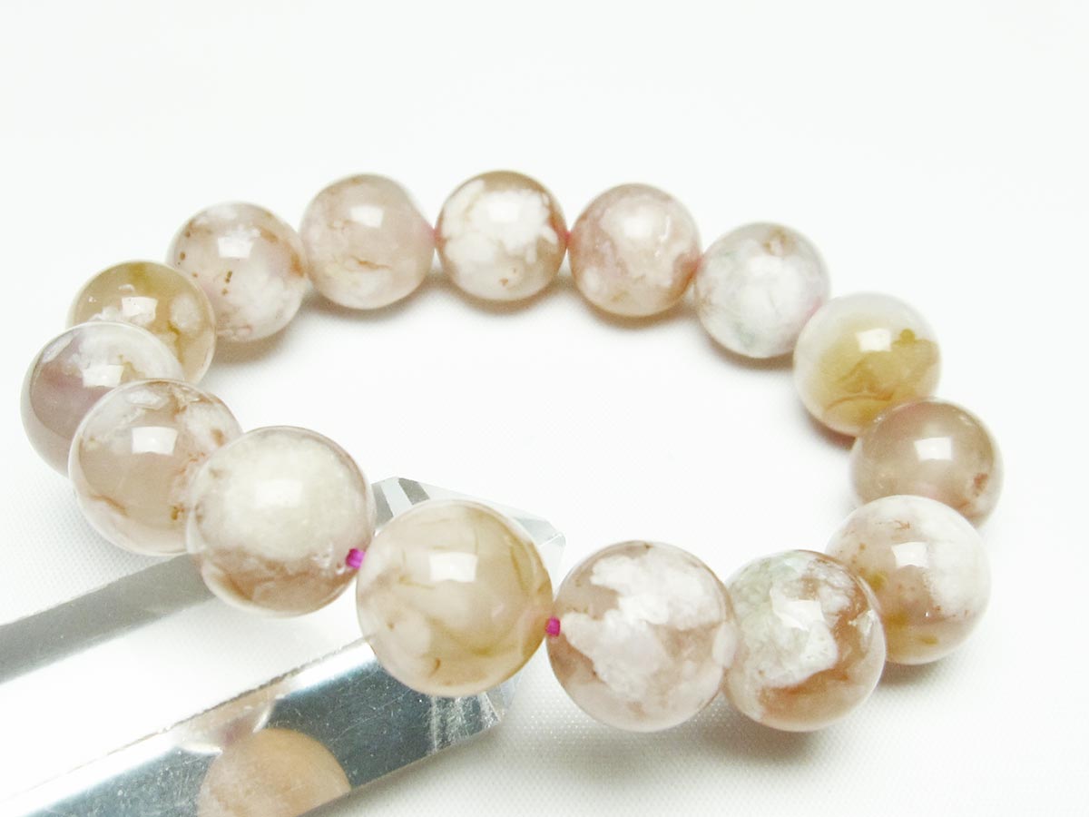 チェリーブロッサムアゲート ブレスレット 桜瑪瑙 15mm メール便可 [M便 1/10] 111-24583