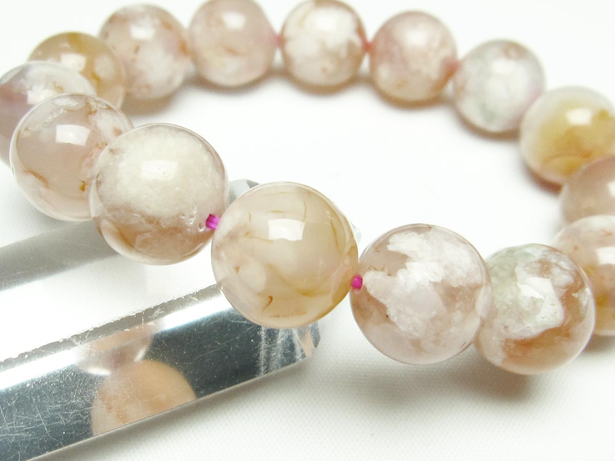 チェリーブロッサムアゲート ブレスレット 桜瑪瑙 15mm メール便可 [M便 1/10] 111-24583