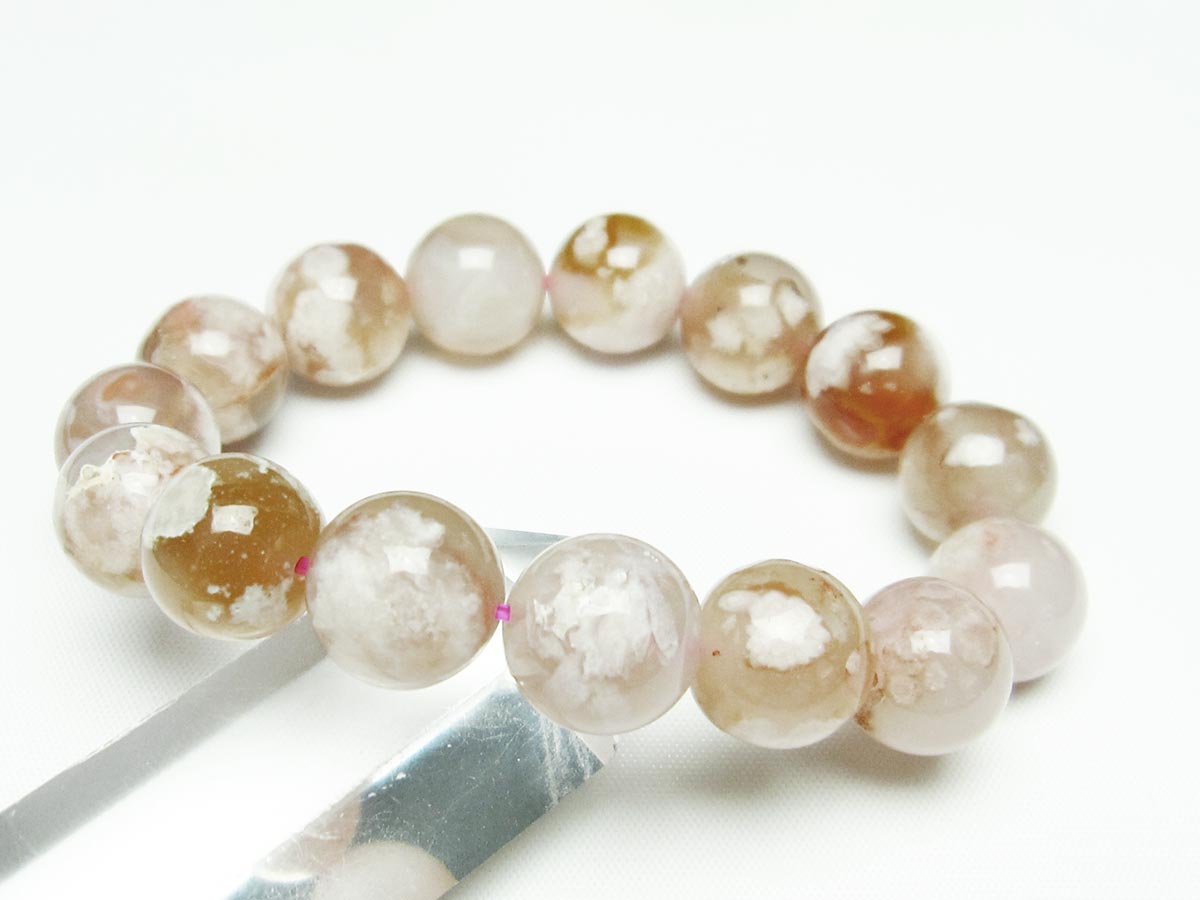 チェリーブロッサムアゲート ブレスレット 桜瑪瑙 14mm メール便可 [M便 1/10] 111-24585
