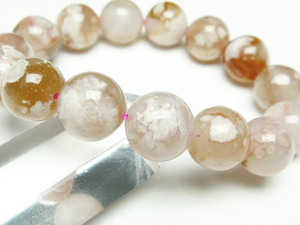 チェリーブロッサムアゲート ブレスレット 桜瑪瑙 14mm メール便可 [M便 1/10] 111-24585