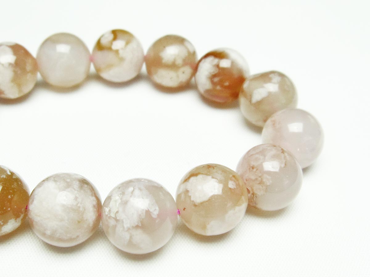 チェリーブロッサムアゲート ブレスレット 桜瑪瑙 14mm メール便可 [M便 1/10] 111-24585