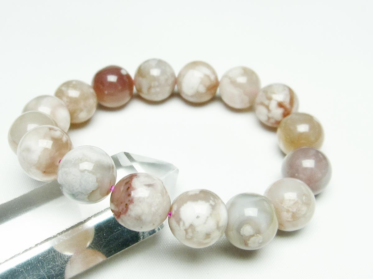 チェリーブロッサムアゲート ブレスレット 桜瑪瑙 14mm メール便可 [M便 1/10] 111-24588