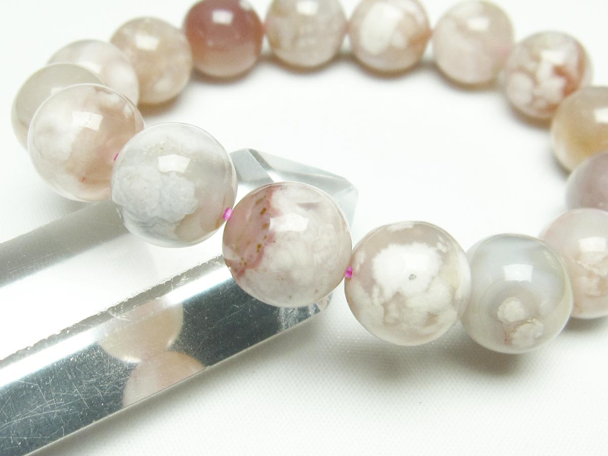 チェリーブロッサムアゲート ブレスレット 桜瑪瑙 14mm メール便可 [M便 1/10] 111-24588