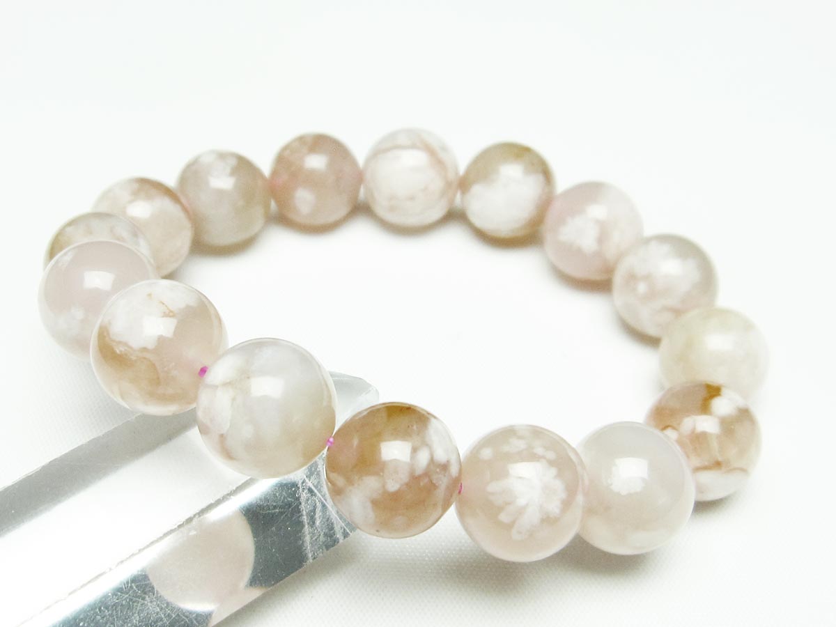 チェリーブロッサムアゲート ブレスレット 桜瑪瑙 14mm メール便可 [M便 1/10] 111-24590