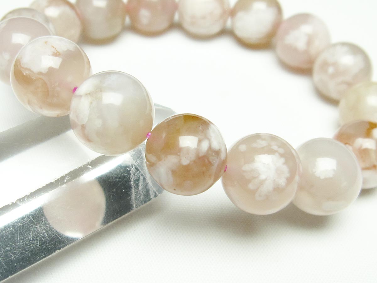 チェリーブロッサムアゲート ブレスレット 桜瑪瑙 14mm メール便可 [M便 1/10] 111-24590