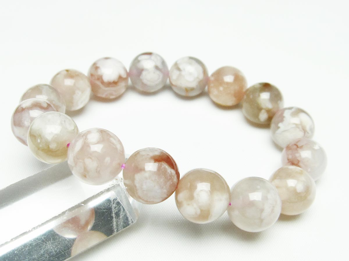 チェリーブロッサムアゲート ブレスレット 桜瑪瑙 14mm メール便可 [M便 1/10] 111-24591
