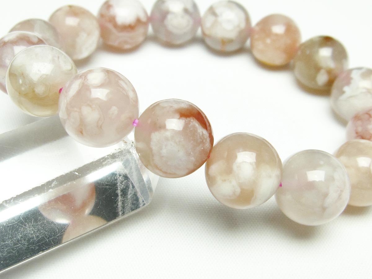 チェリーブロッサムアゲート ブレスレット 桜瑪瑙 14mm メール便可 [M便 1/10] 111-24591