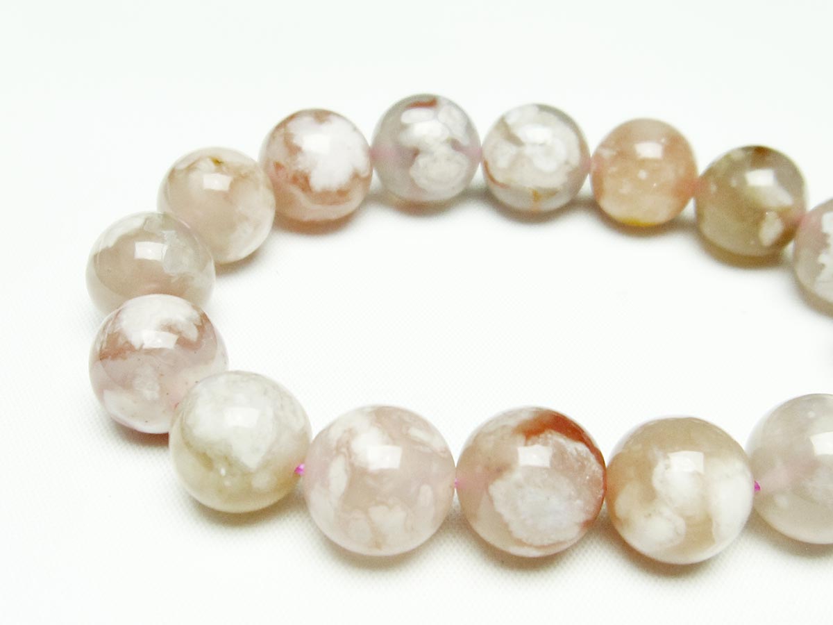 チェリーブロッサムアゲート ブレスレット 桜瑪瑙 14mm メール便可 [M便 1/10] 111-24591