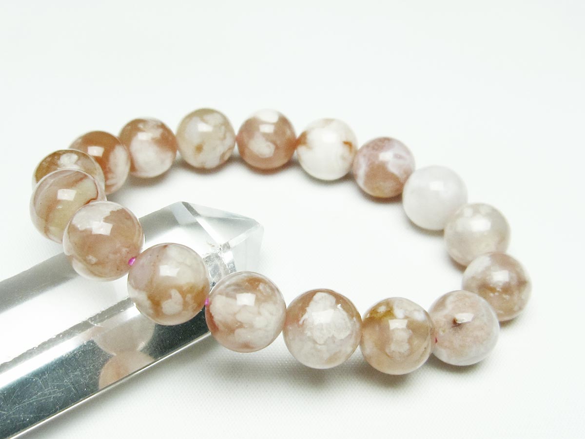 チェリーブロッサムアゲート ブレスレット 桜瑪瑙 13mm メール便可 [M便 1/10] 111-24594
