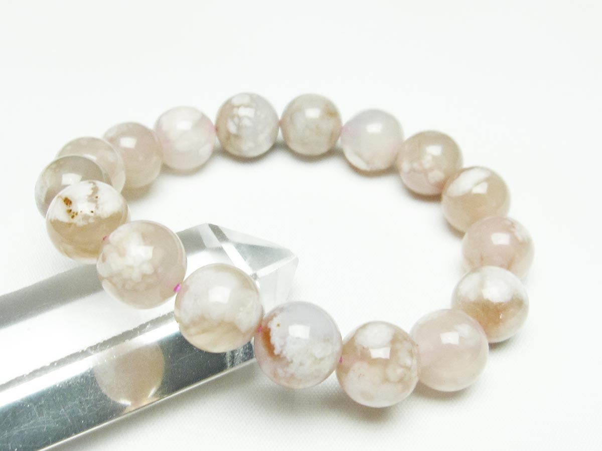 チェリーブロッサムアゲート ブレスレット 桜瑪瑙 12mm メール便可 [M便 1/10] 111-24596