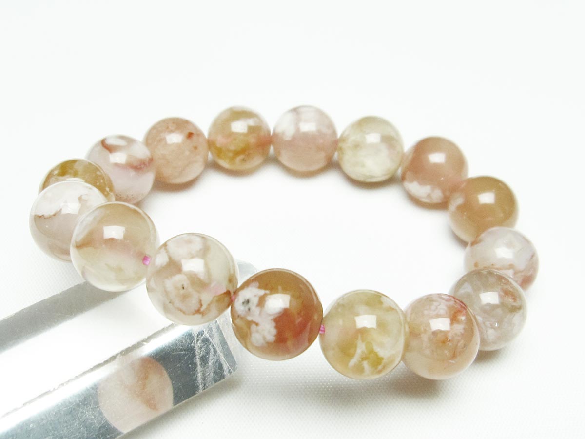 チェリーブロッサムアゲート ブレスレット 桜瑪瑙 13mm メール便可 [M便 1/10] 111-24598