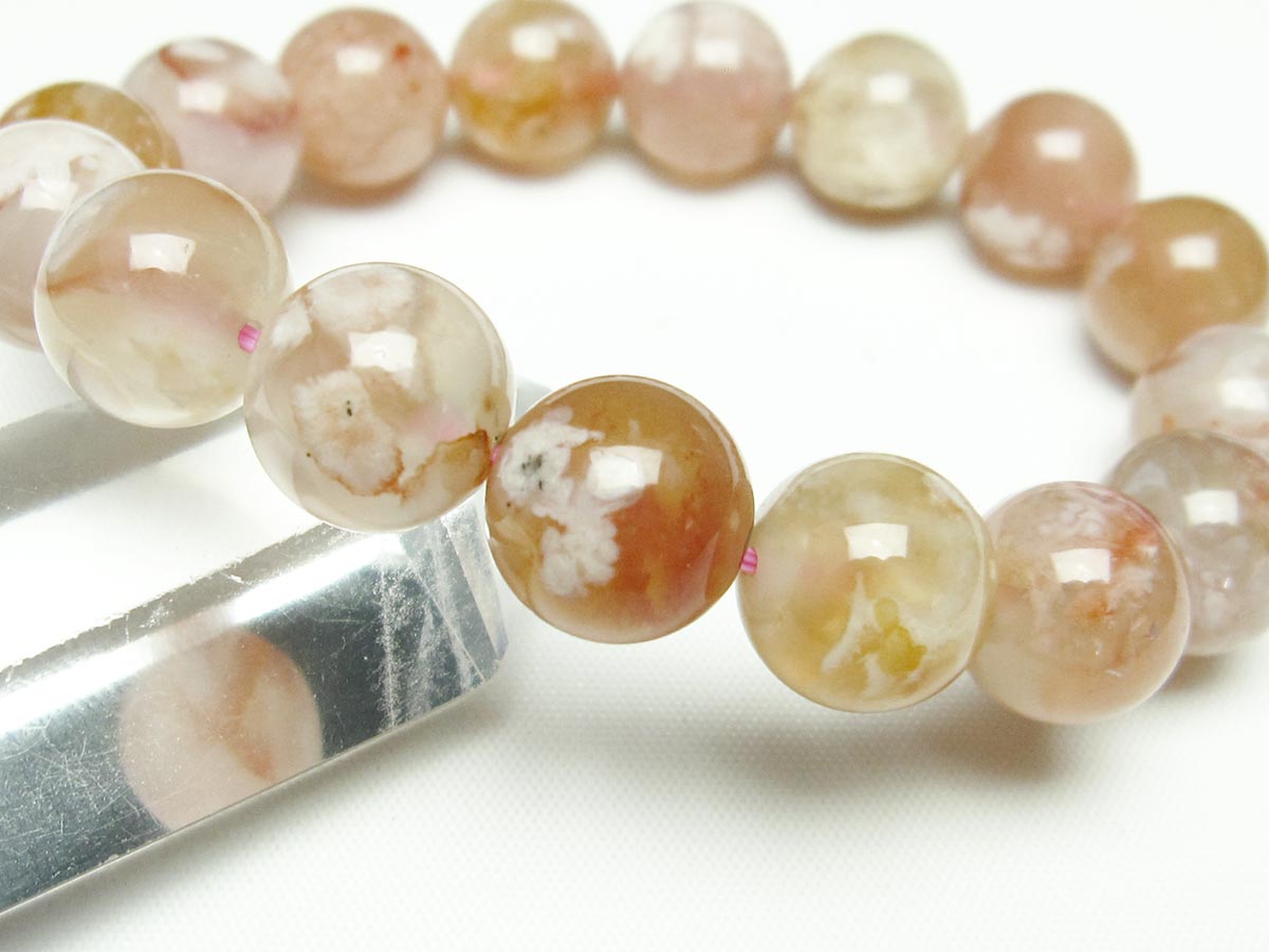 チェリーブロッサムアゲート ブレスレット 桜瑪瑙 13mm メール便可 [M便 1/10] 111-24598