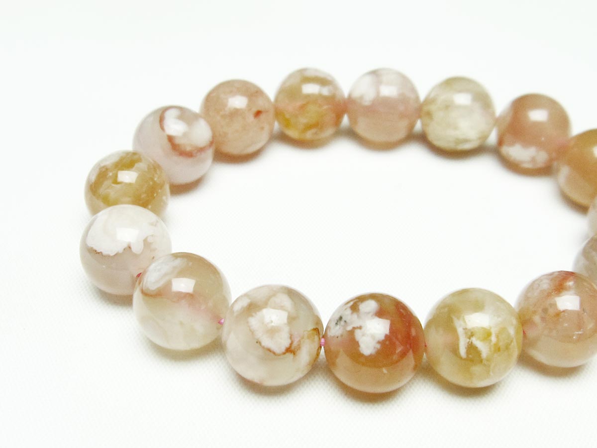チェリーブロッサムアゲート ブレスレット 桜瑪瑙 13mm メール便可 [M便 1/10] 111-24598