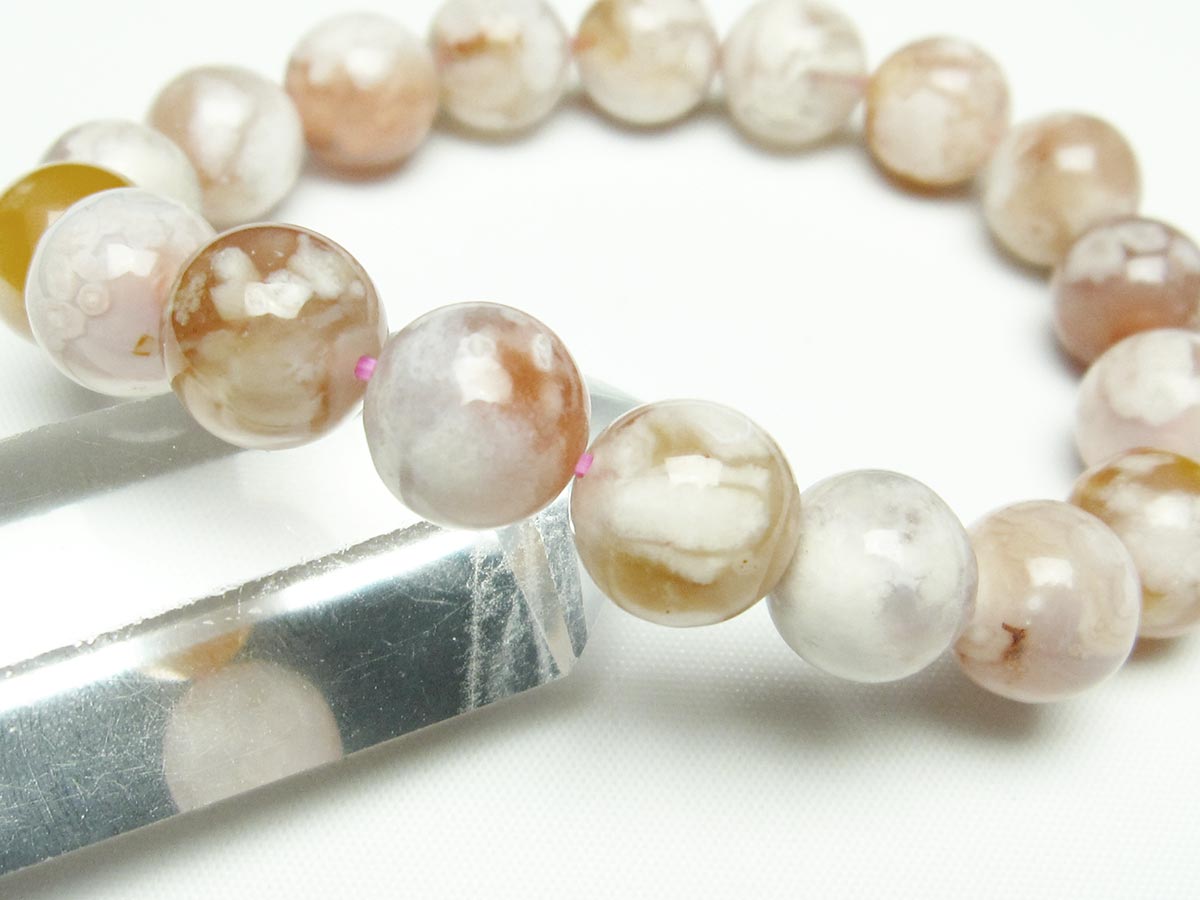 チェリーブロッサムアゲート ブレスレット 桜瑪瑙 12mm メール便可 [M便 1/10] 111-24601