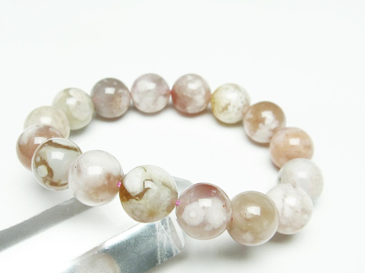 チェリーブロッサムアゲート ブレスレット 桜瑪瑙 13mm メール便可 [M便 1/10] 111-24603 【sold out】