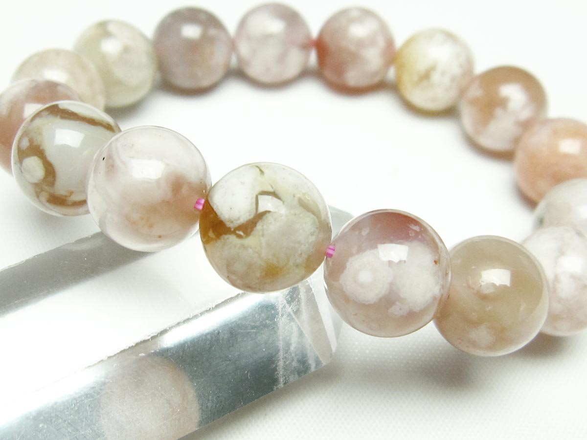 チェリーブロッサムアゲート ブレスレット 桜瑪瑙 13mm メール便可 [M便 1/10] 111-24603 【sold out】