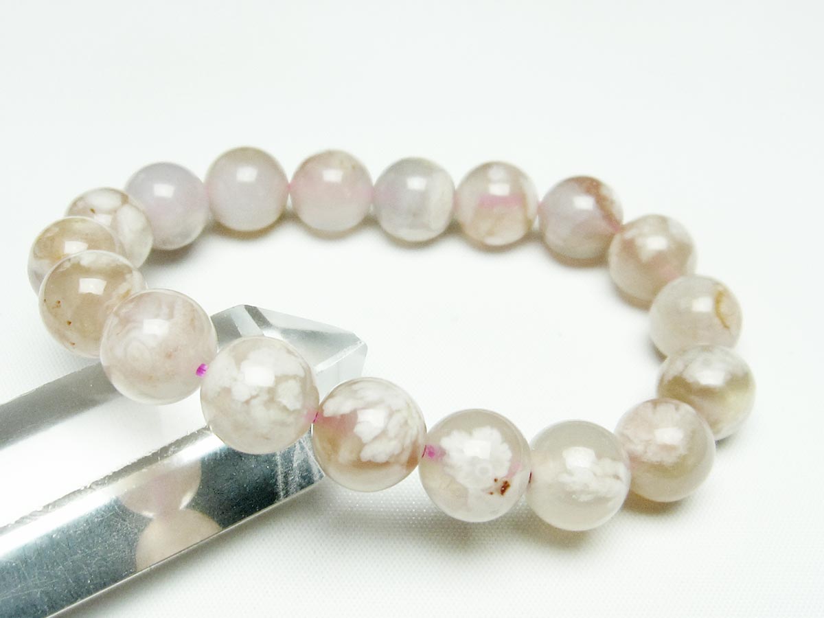 チェリーブロッサムアゲート ブレスレット 桜瑪瑙 12mm メール便可 [M便 1/10] 111-24604