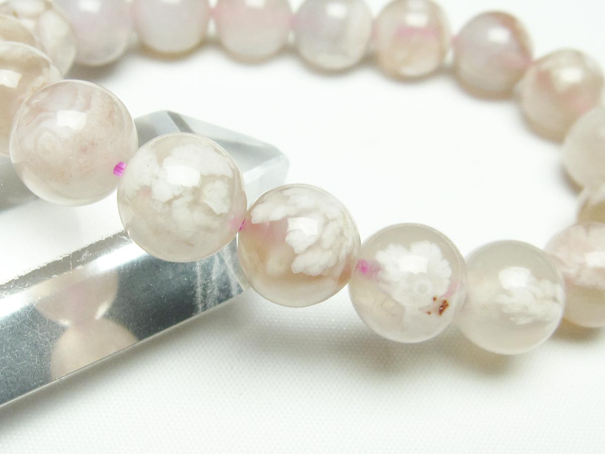 チェリーブロッサムアゲート ブレスレット 桜瑪瑙 12mm メール便可 [M便 1/10] 111-24604