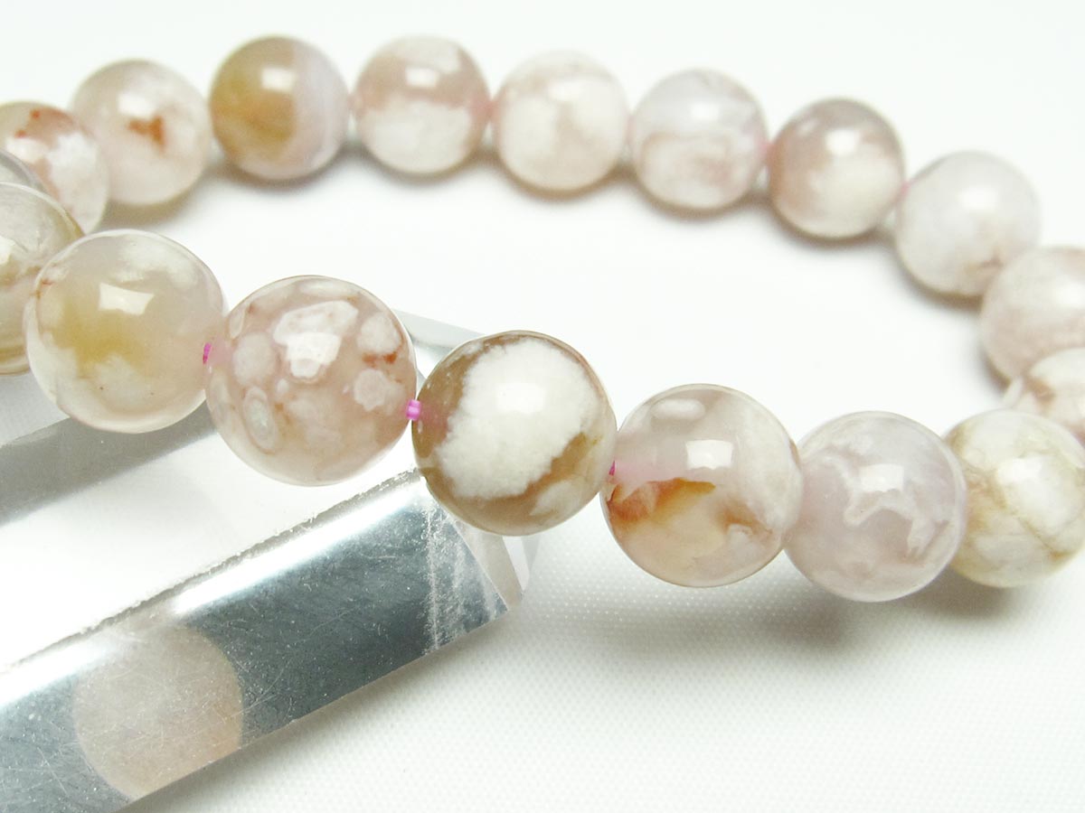 チェリーブロッサムアゲート ブレスレット 桜瑪瑙 12mm メール便可 [M便 1/10] 111-24606