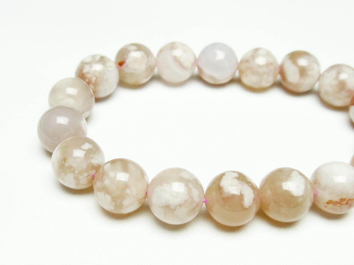 チェリーブロッサムアゲート ブレスレット 桜瑪瑙 12mm メール便可 [M便 1/10] 111-24608
