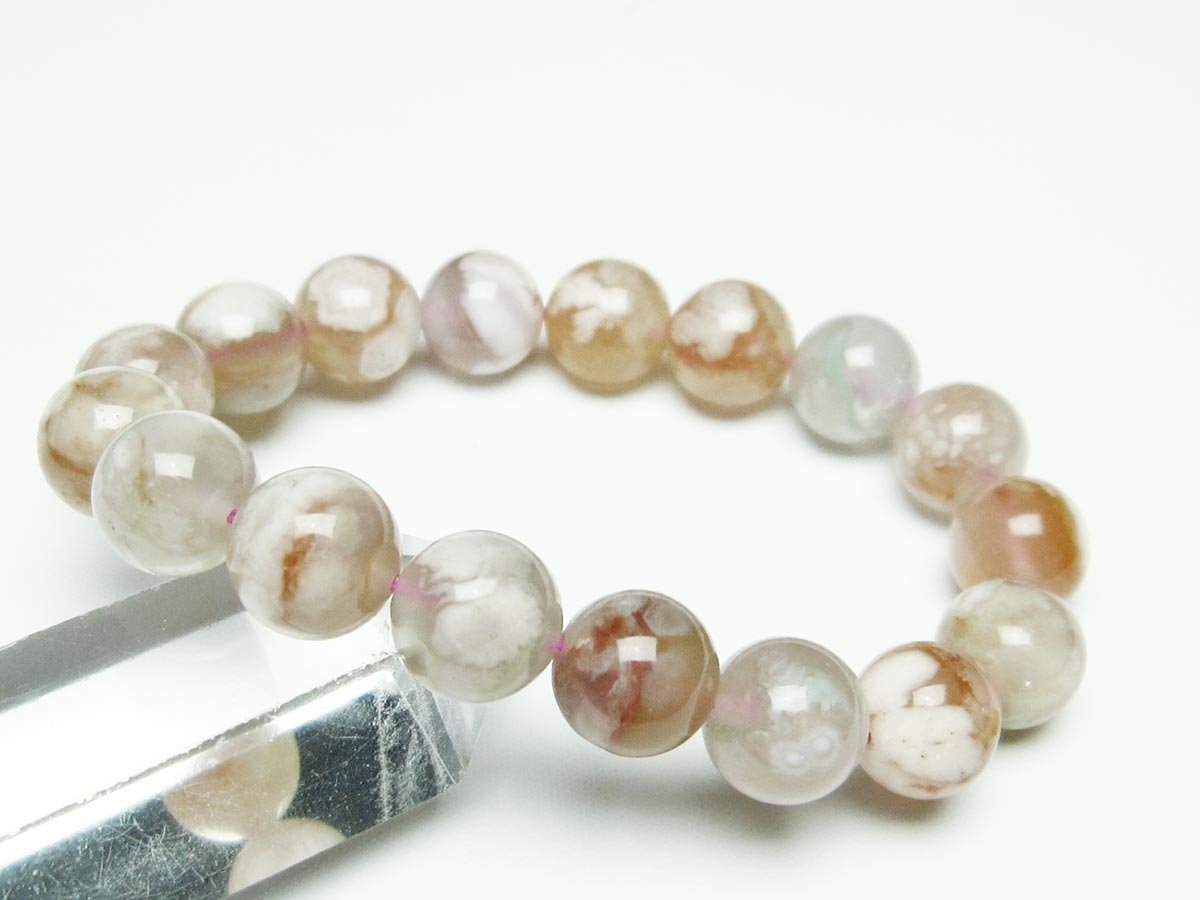 チェリーブロッサムアゲート ブレスレット 桜瑪瑙 12mm メール便可 [M便 1/10] 111-26374