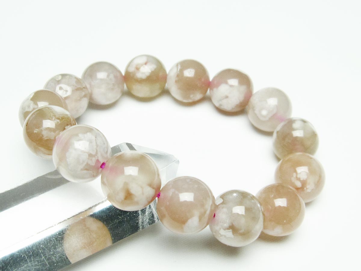 チェリーブロッサムアゲート ブレスレット 桜瑪瑙 14mm メール便可 [M便 1/10] 111-26378