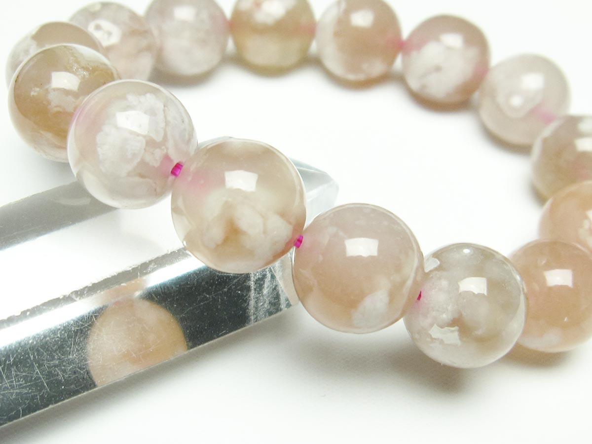チェリーブロッサムアゲート ブレスレット 桜瑪瑙 14mm メール便可 [M便 1/10] 111-26378