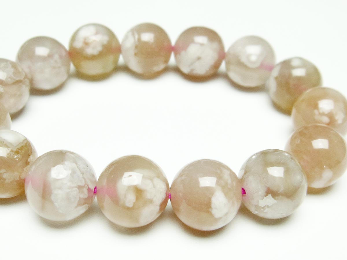 チェリーブロッサムアゲート ブレスレット 桜瑪瑙 14mm メール便可 [M便 1/10] 111-26378