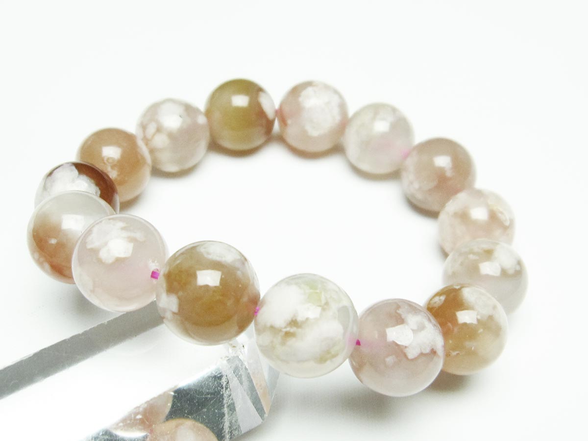 チェリーブロッサムアゲート ブレスレット 桜瑪瑙 14mm メール便可 [M便 1/10] 111-26380