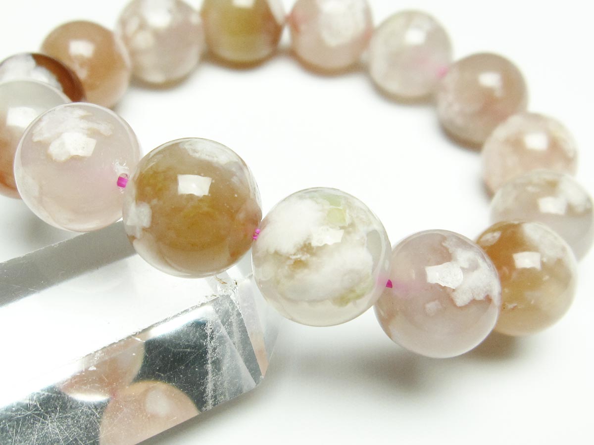 チェリーブロッサムアゲート ブレスレット 桜瑪瑙 14mm メール便可 [M便 1/10] 111-26380