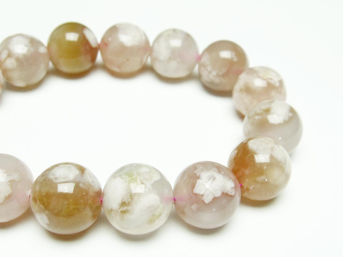 チェリーブロッサムアゲート ブレスレット 桜瑪瑙 14mm メール便可 [M便 1/10] 111-26380