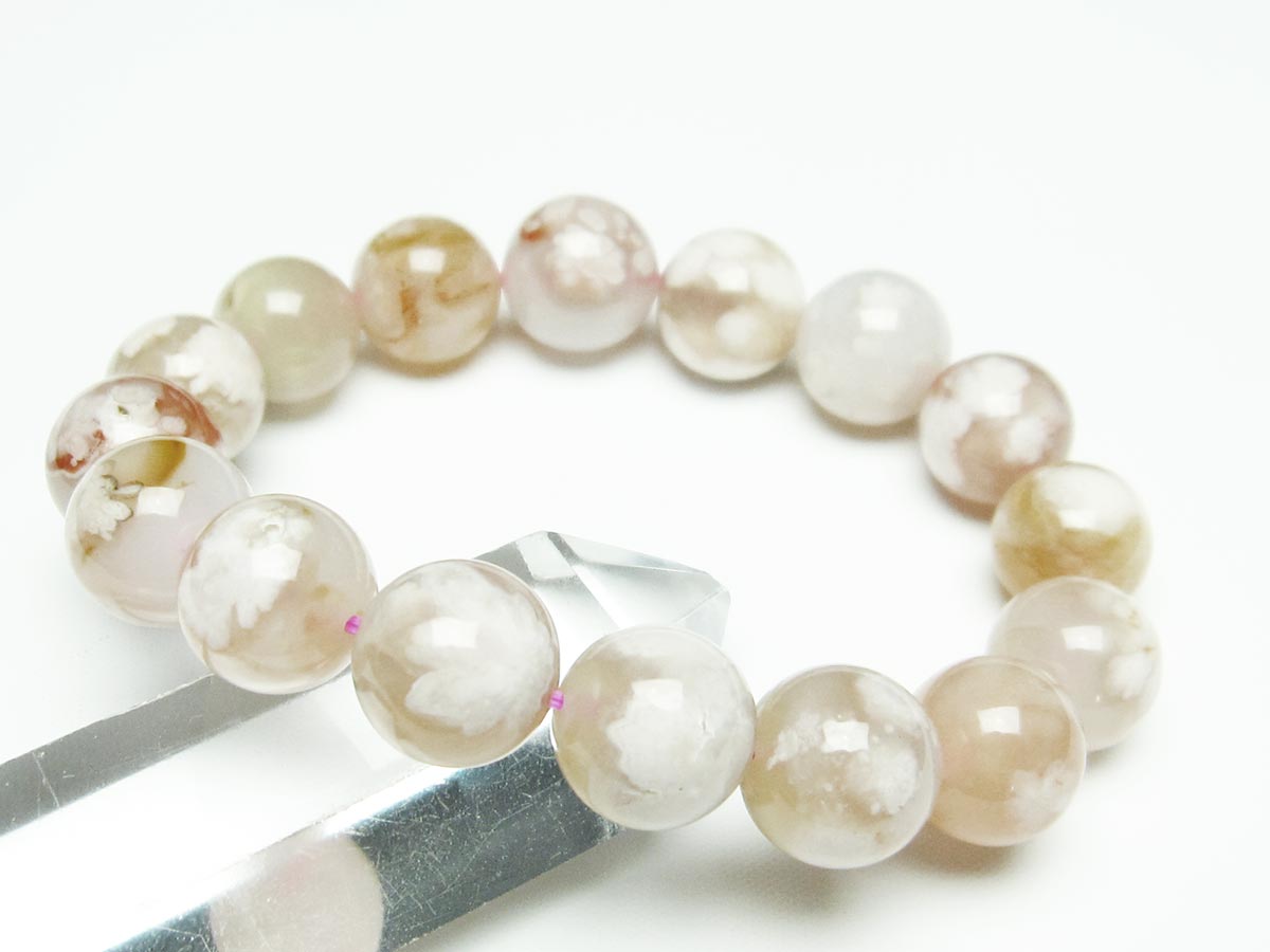 チェリーブロッサムアゲート ブレスレット 桜瑪瑙 14mm メール便可 [M便 1/10] 111-26382