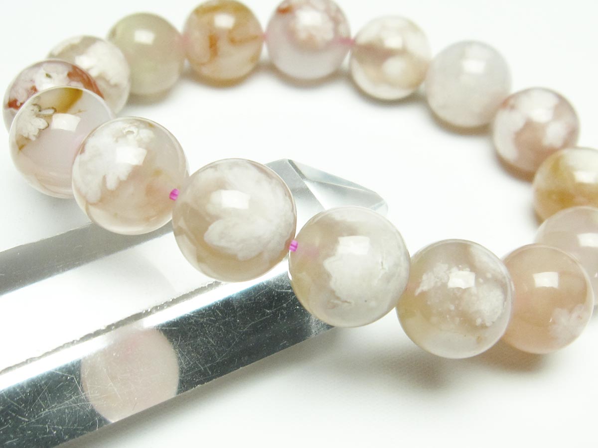 チェリーブロッサムアゲート ブレスレット 桜瑪瑙 14mm メール便可 [M便 1/10] 111-26382