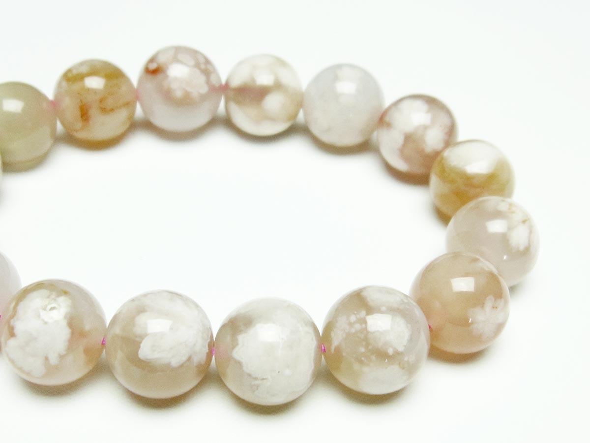 チェリーブロッサムアゲート ブレスレット 桜瑪瑙 14mm メール便可 [M便 1/10] 111-26382