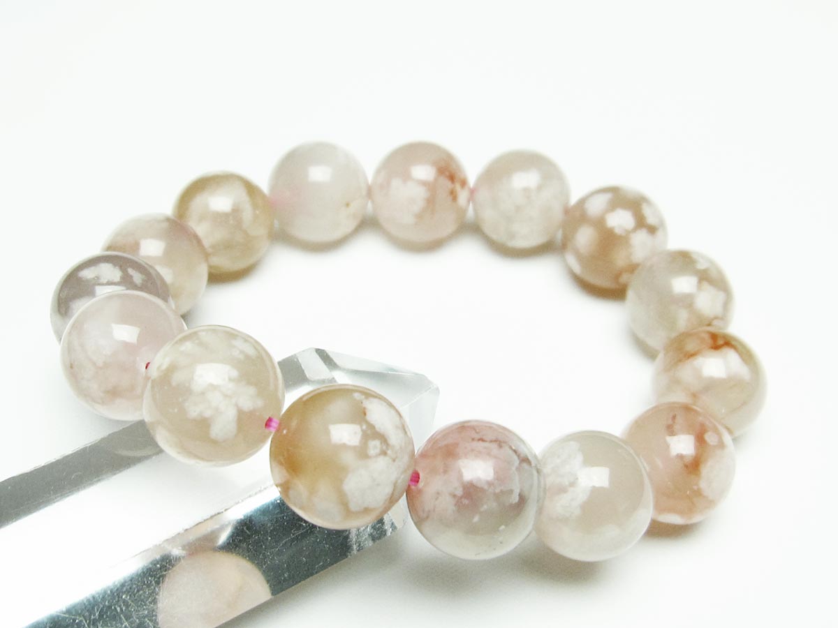 チェリーブロッサムアゲート ブレスレット 桜瑪瑙 14mm メール便可 [M便 1/10] 111-26383