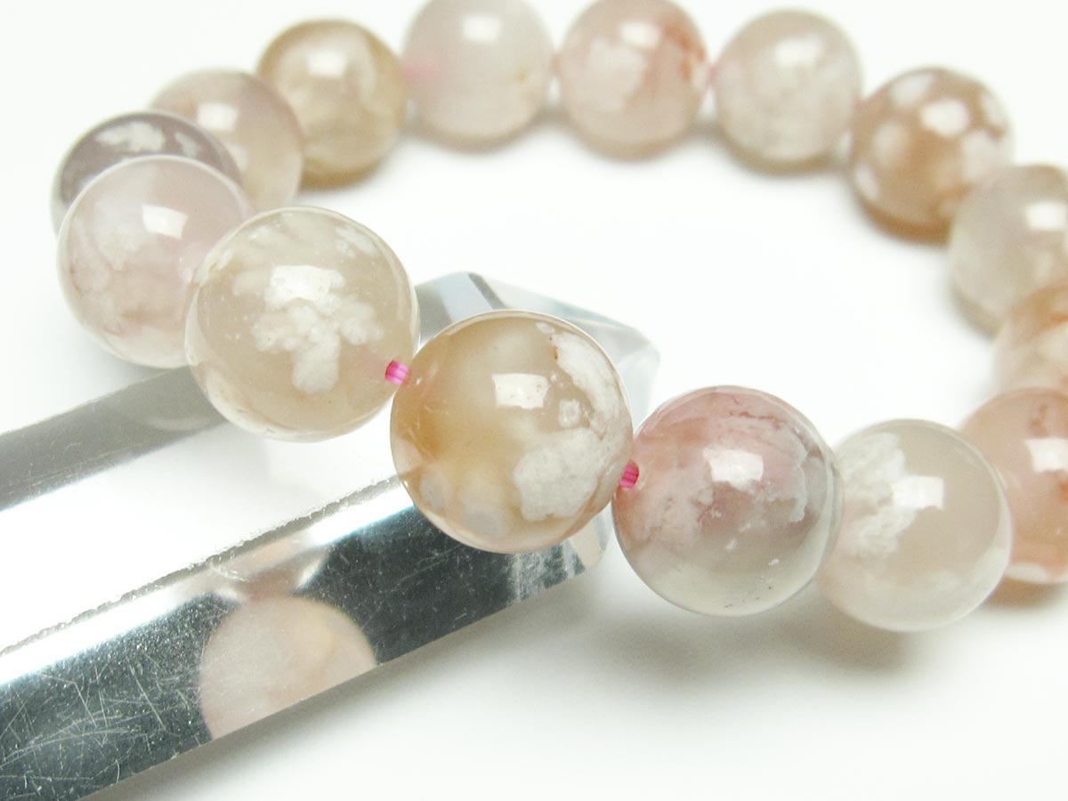 チェリーブロッサムアゲート ブレスレット 桜瑪瑙 14mm メール便可 [M便 1/10] 111-26383