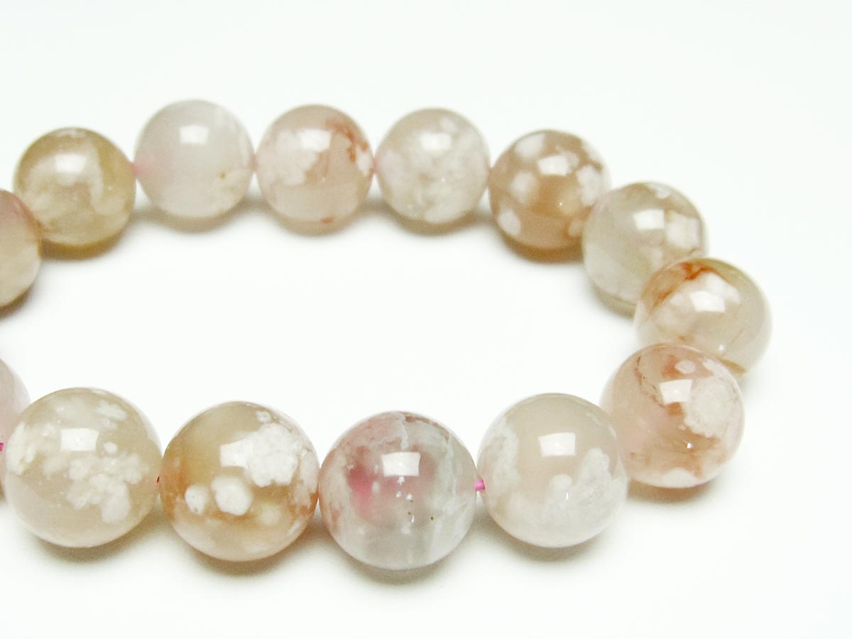 チェリーブロッサムアゲート ブレスレット 桜瑪瑙 14mm メール便可 [M便 1/10] 111-26383