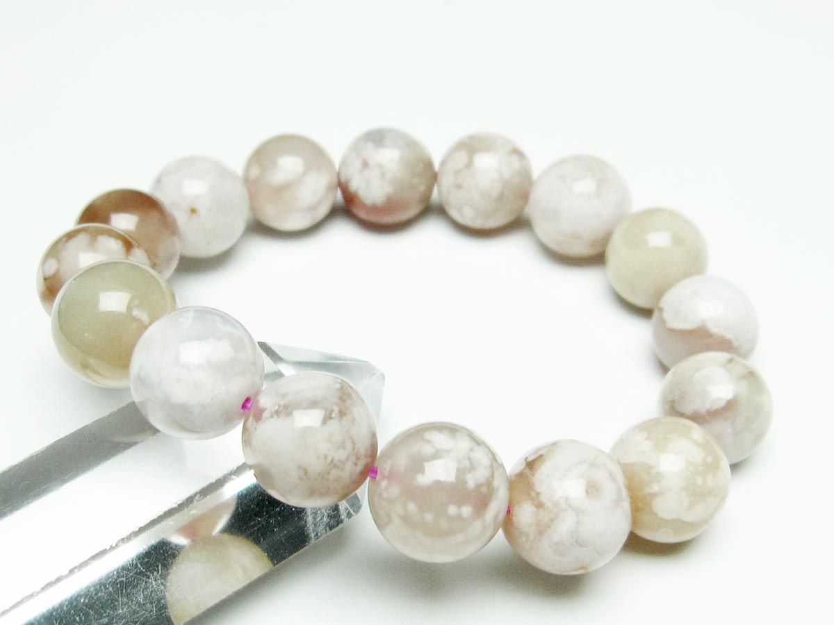 チェリーブロッサムアゲート ブレスレット 桜瑪瑙 14mm メール便可 [M便 1/10] 111-26384