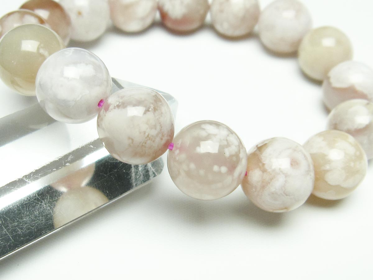 チェリーブロッサムアゲート ブレスレット 桜瑪瑙 14mm メール便可 [M便 1/10] 111-26384