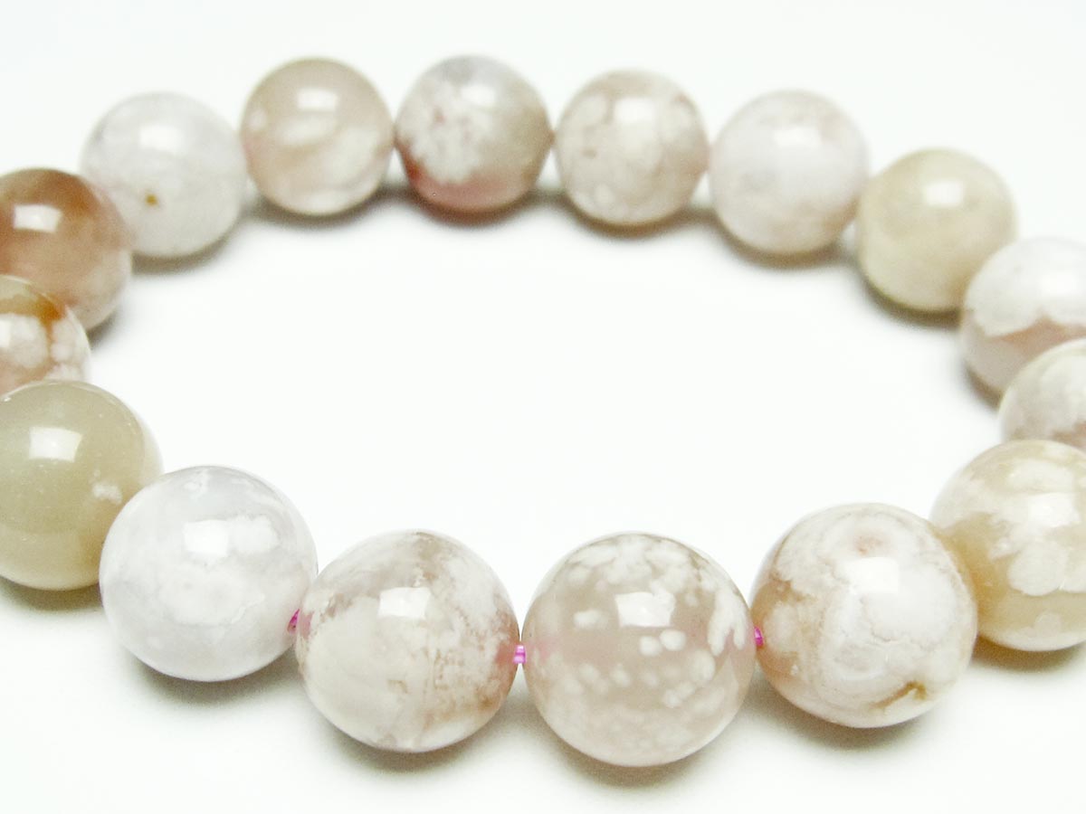 チェリーブロッサムアゲート ブレスレット 桜瑪瑙 14mm メール便可 [M便 1/10] 111-26384