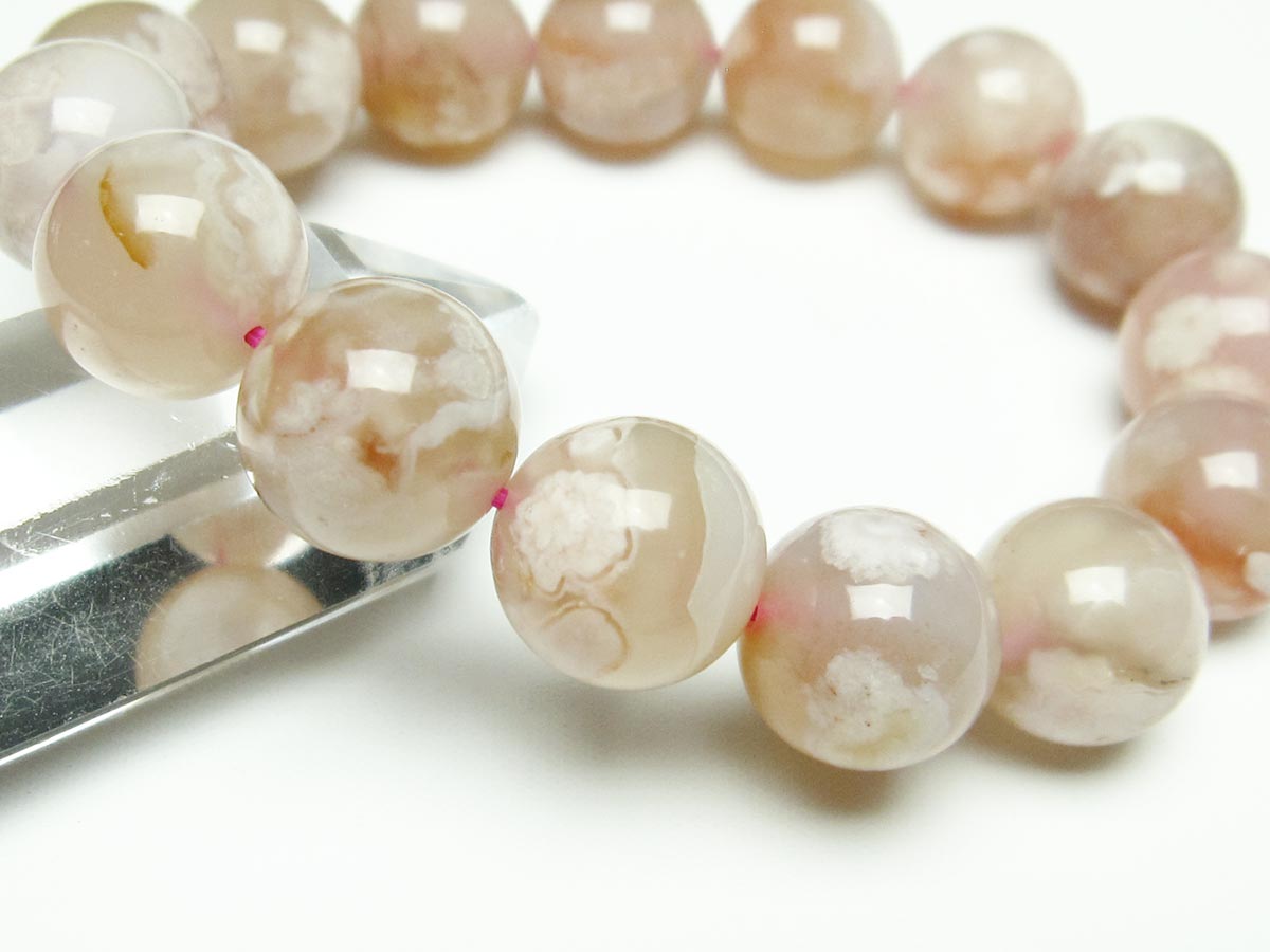 チェリーブロッサムアゲート ブレスレット 桜瑪瑙 15mm メール便可 [M便 1/10] 111-26385