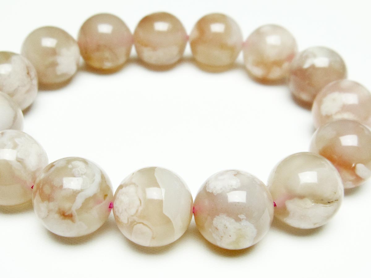 チェリーブロッサムアゲート ブレスレット 桜瑪瑙 15mm メール便可 [M便 1/10] 111-26385