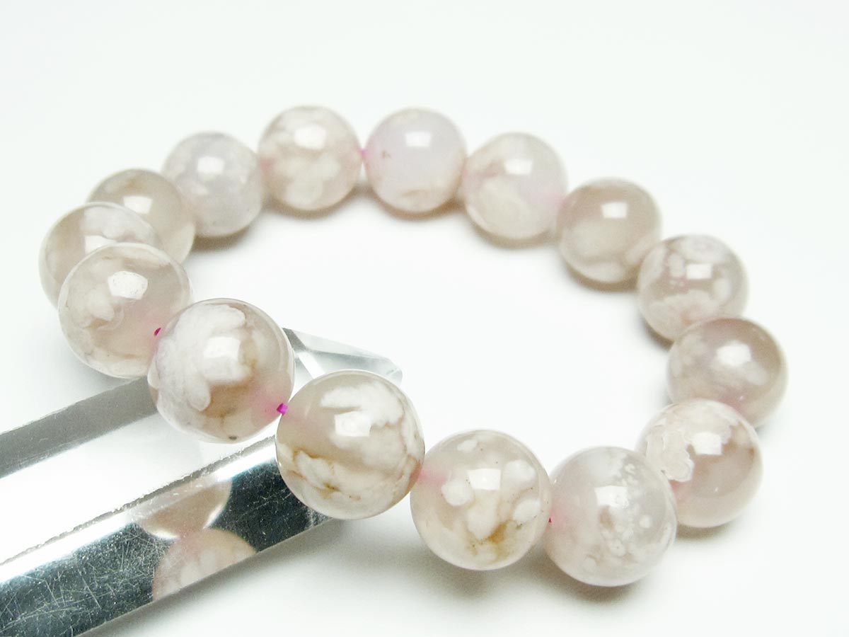 チェリーブロッサムアゲート ブレスレット 桜瑪瑙 15mm メール便可 [M便 1/10] 111-26386