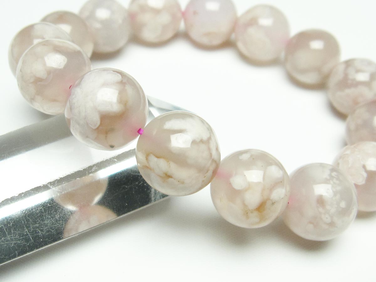 チェリーブロッサムアゲート ブレスレット 桜瑪瑙 15mm メール便可 [M便 1/10] 111-26386