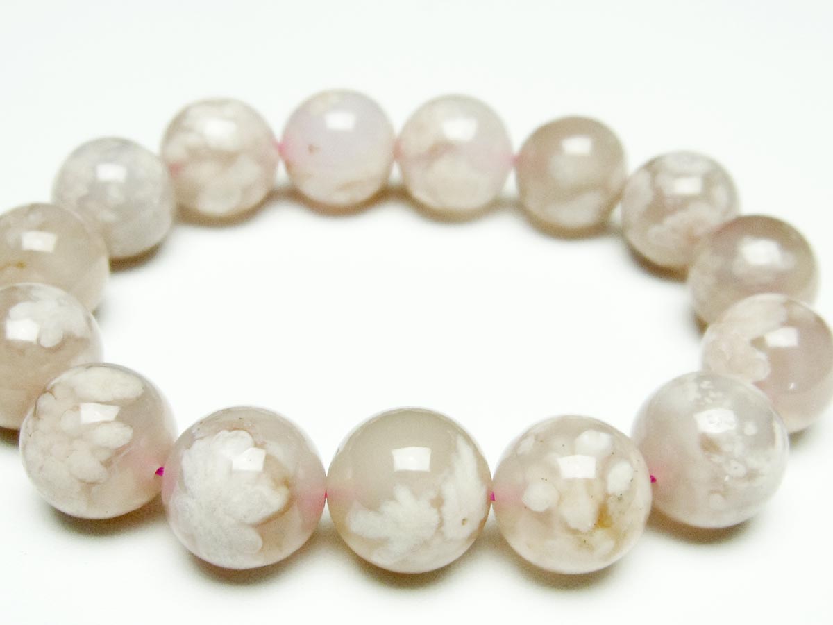 チェリーブロッサムアゲート ブレスレット 桜瑪瑙 15mm メール便可 [M便 1/10] 111-26386