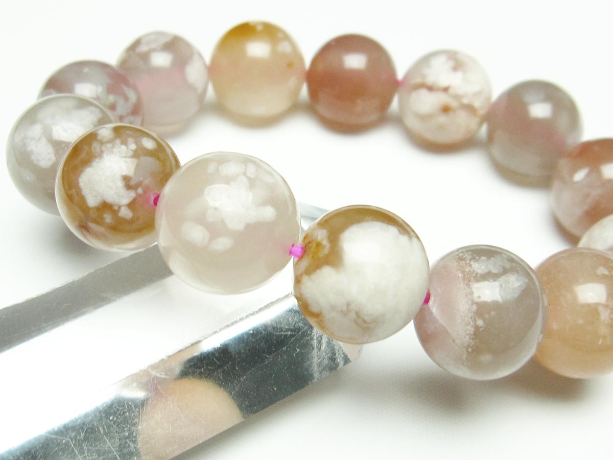 チェリーブロッサムアゲート ブレスレット 桜瑪瑙 15mm メール便可 [M便 1/10] 111-26387