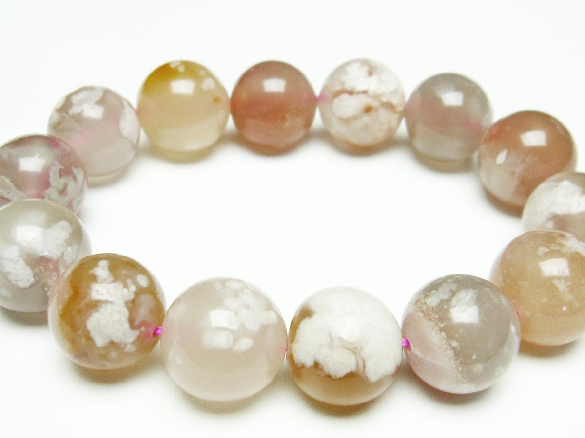 チェリーブロッサムアゲート ブレスレット 桜瑪瑙 15mm メール便可 [M便 1/10] 111-26387