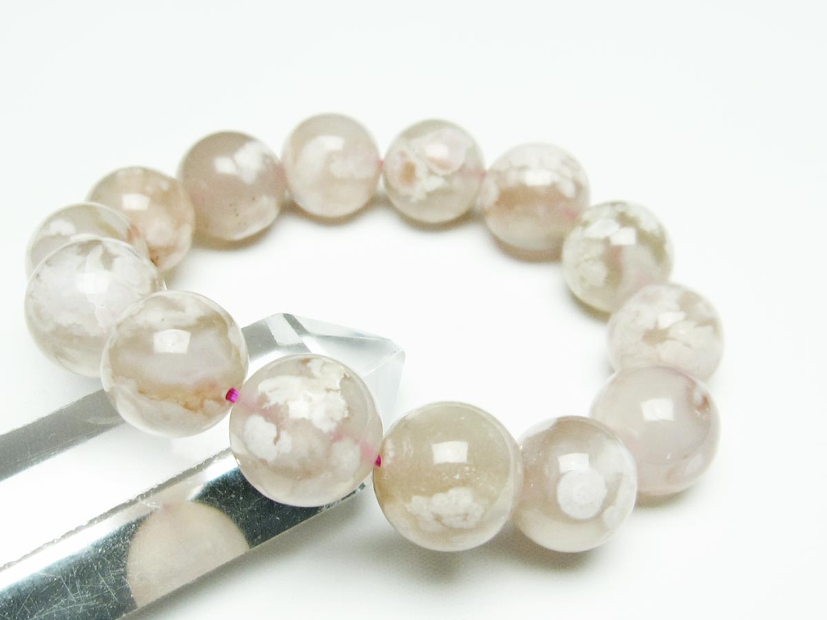 チェリーブロッサムアゲート ブレスレット 桜瑪瑙 15mm メール便可 [M便 1/10] 111-26388
