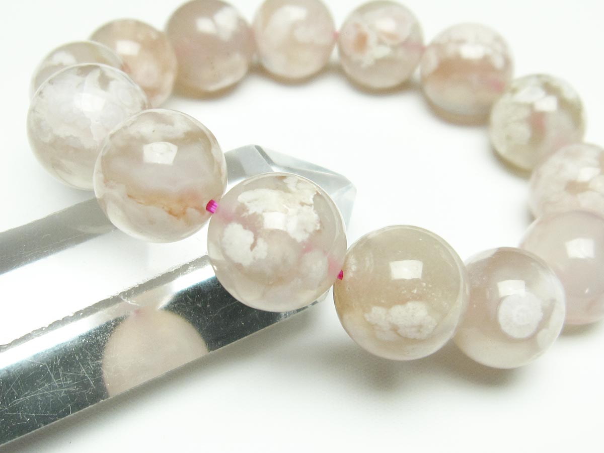 チェリーブロッサムアゲート ブレスレット 桜瑪瑙 15mm メール便可 [M便 1/10] 111-26388